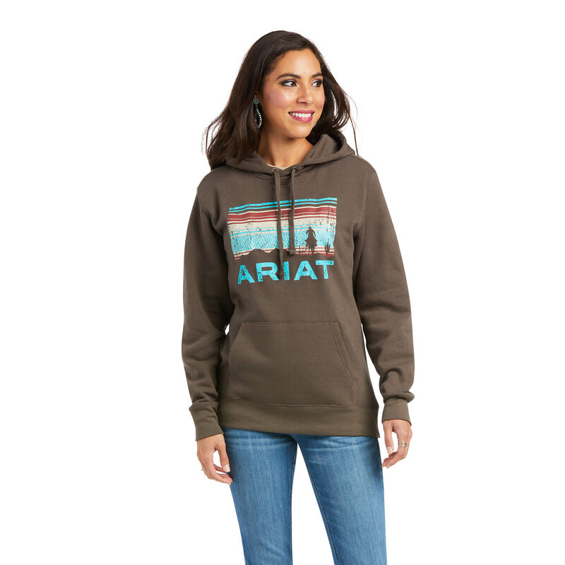 Ariat Hoodie Damen - Real Arm Logo DunkelBraun ( PQSVN-4926 )
